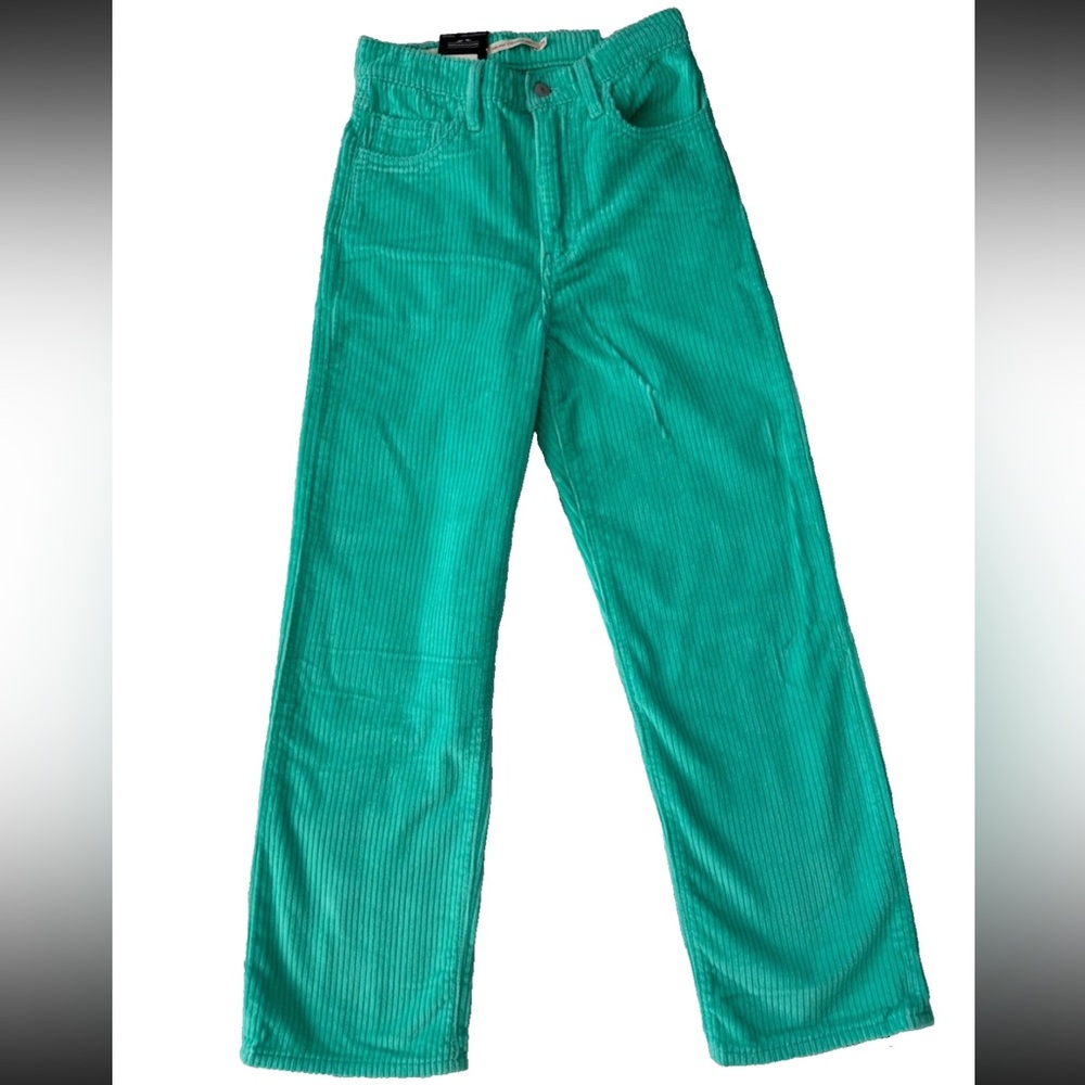Levi's Ribcage Straight Ankle Women's Corduroy Pants Green ($108)